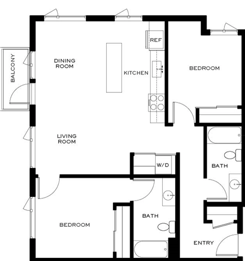 a floor plan of a small room with a bedroom and a living room